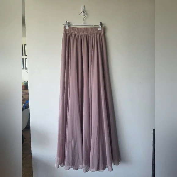 Women's Mauve Elastic Waist Maxi Skirt - Picture 5 of 6
